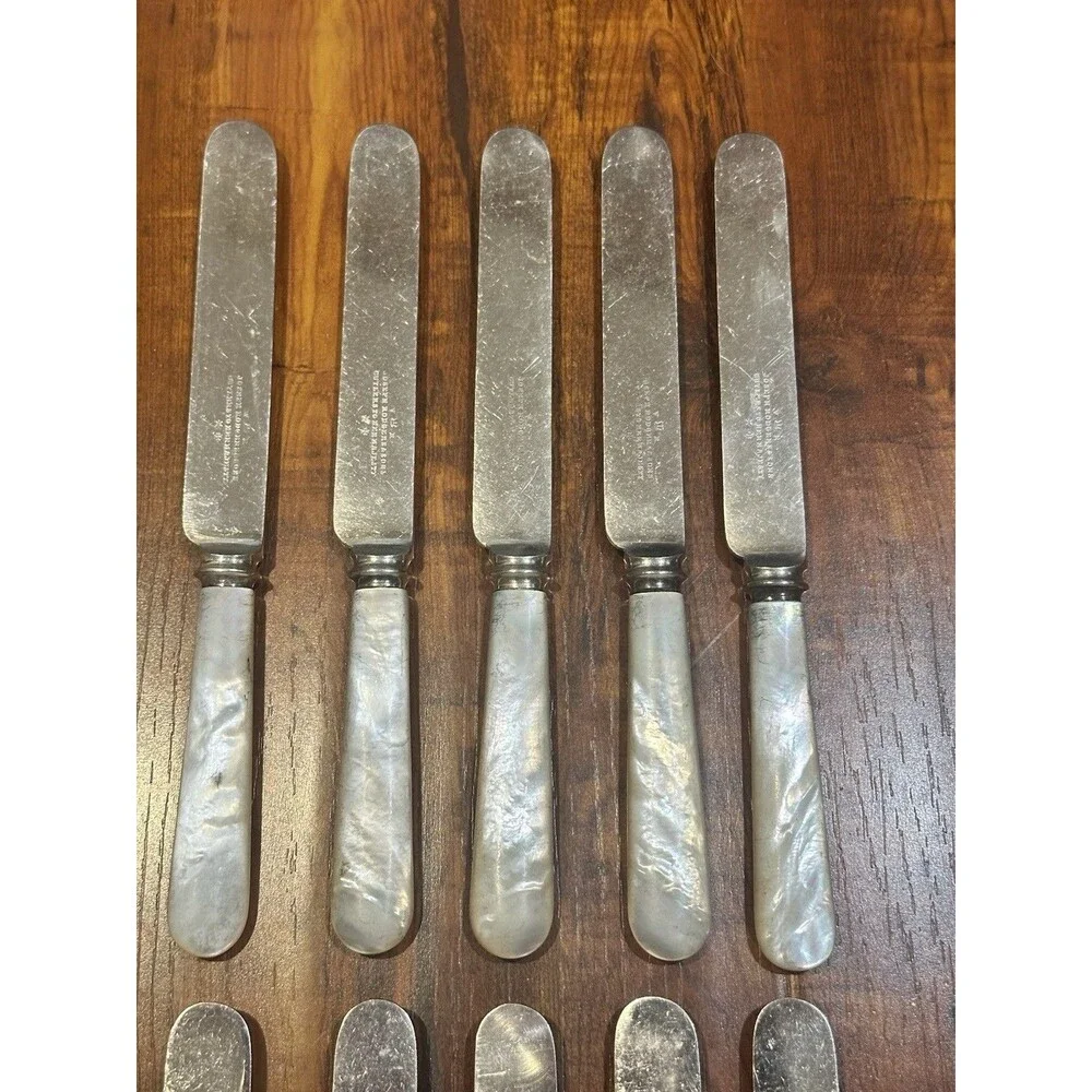 Set of (10) VTG Joseph Rodgers & Sons Cutlers Mother of Pearl Handle 8” Knives